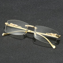 Load image into Gallery viewer, Rectangular Metal Rimless Anti-Blue Light Eyeglasses
