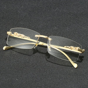 Rectangular Metal Rimless Anti-Blue Light Eyeglasses