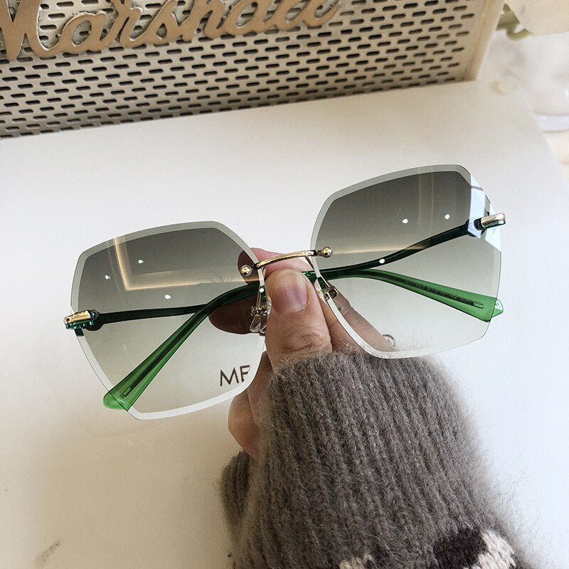 New Sunglasses Women Oversized Eyewear Rimless Sun Glasses- Jack Marc