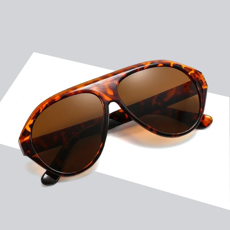 Fashion Unisex Oversized Frame Oval Shape Pilot Sunglasses
