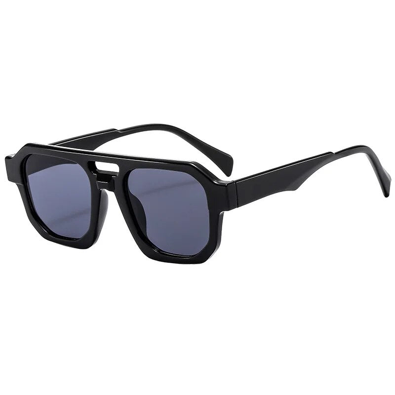 Jack Marc Retro Men Fashion Double Bridge Square Sunglasses
