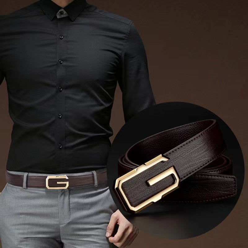 Fashion Letter G Waistband Buckle Belt Men Genuine Leather Belts - Jack Marc