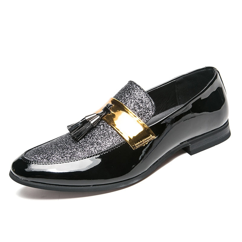 Buy New Hot Sale Men Flat Black Golden Formal Patchwork Shoe PU Leather Casual Men Shoes For Man Dress Shoes 2023- Jack Marc