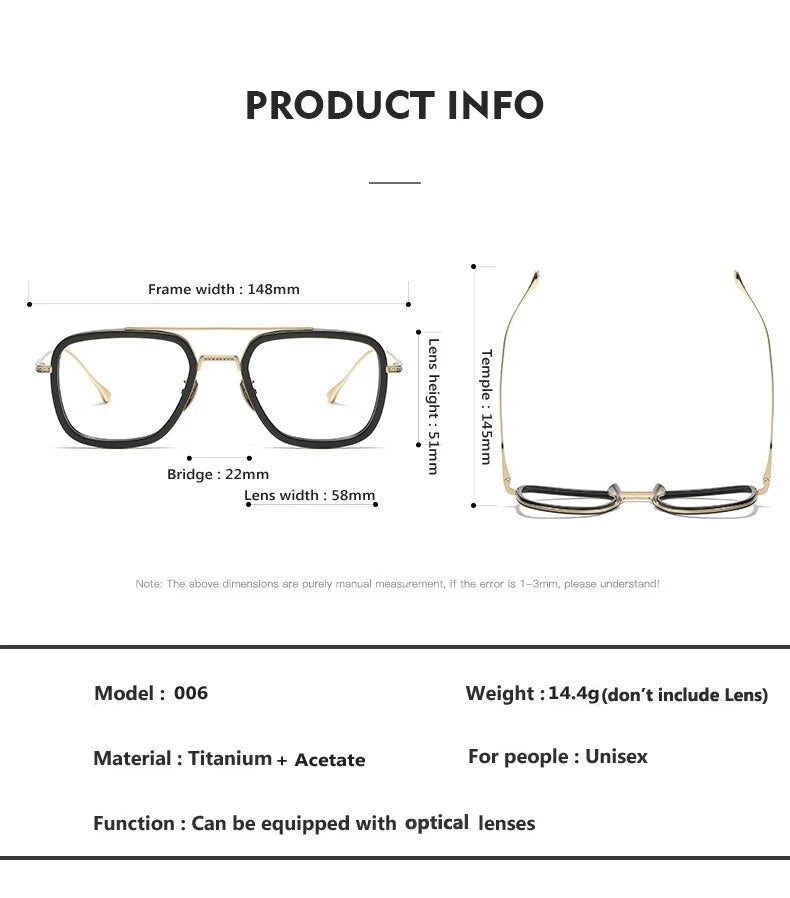Retro  Frame Vintage Square Prescription Eyeglasses for Men