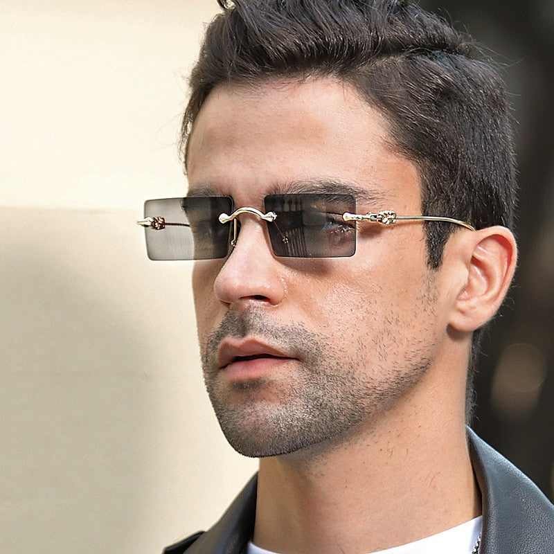 Buy New Men's Rectangle Lenses Rimless Fashion Sunglasses-Jack Marc