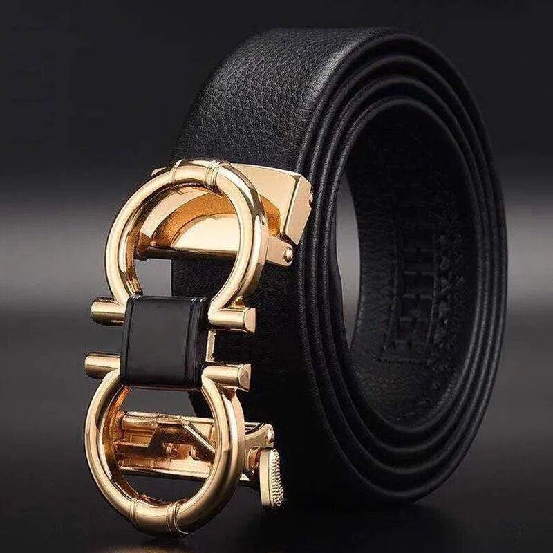 Jack Marc Fashionable Men's Automatic Buckle Business Leather Belt