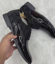 Load and play video in Gallery viewer, Jack Marc Fashion Shiny Shimmer Lace-Up Black Dress Shoes for Men
