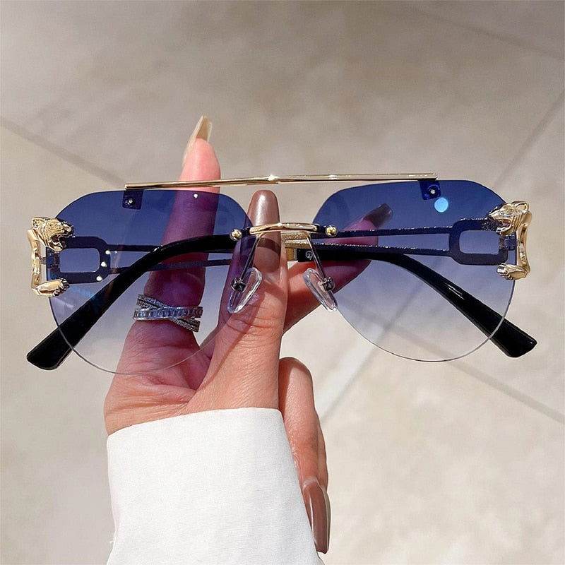 Rimless Aviator Sunglasses Unisex - Trendy Gradient Shades  display picture 3