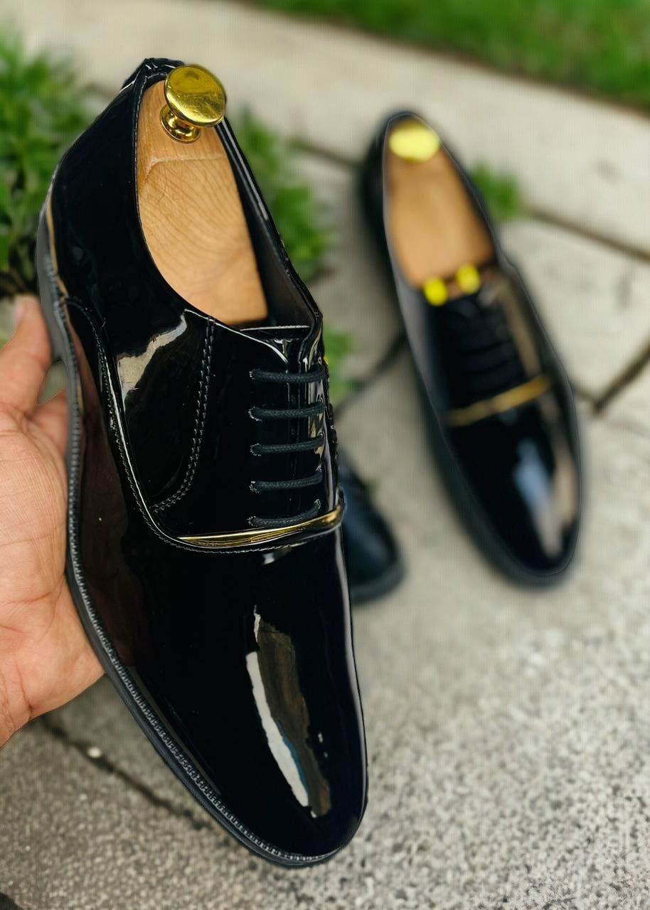 Shiny Black Party Shoes for Men - Lace Up Dress Shoes | JACK MARC