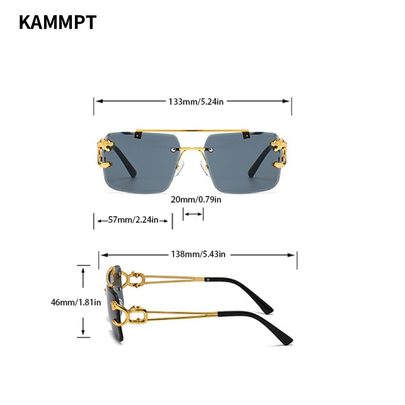 Buy New Fashion Metal Double Bridges Leopard Rimless Sunglasses - Jack Marc