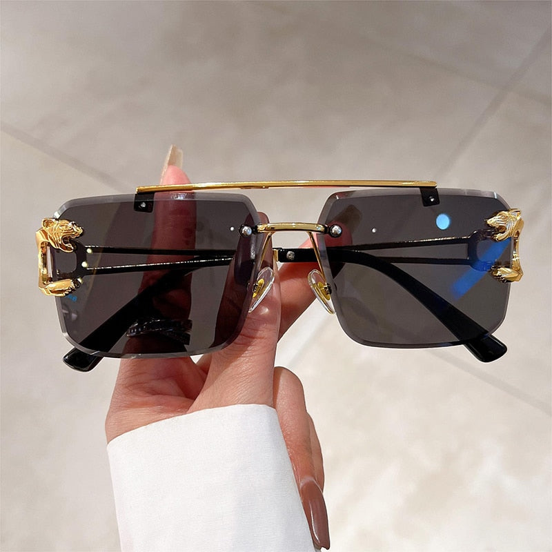 Buy New Fashion Oversized Square Shades Eyewear New Double Bridge Gradient UV400 Sunglasses