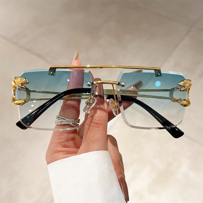 Buy New Fashion Oversized Square Shades Eyewear New Double Bridge Gradient UV400 Sunglasses