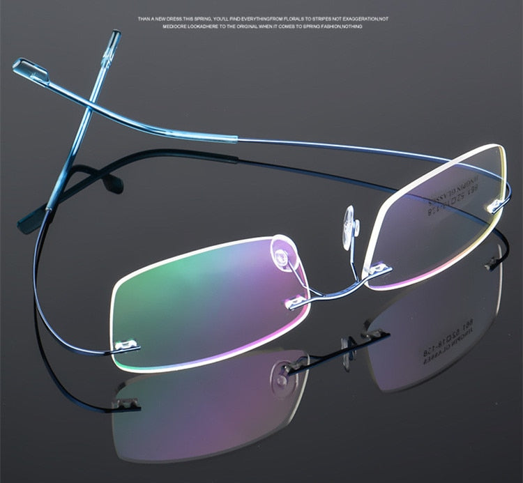 Rimless Titanium Glasses Frames Men Flexible Optical Frame Retro Glasses - JACKMARC