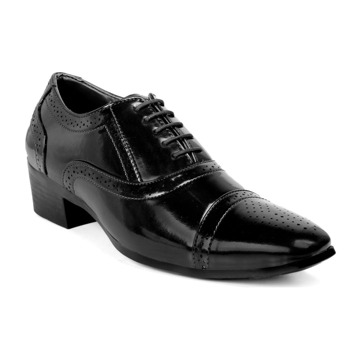 Buy Height Increasing Oxford Semi Brogue Formal Black Lace-Up Shoes - JM