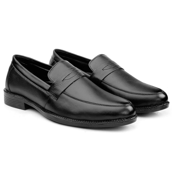 Fashion Black Loafer Leather Slip on Shoes For Office And Party Wear - JackMarc