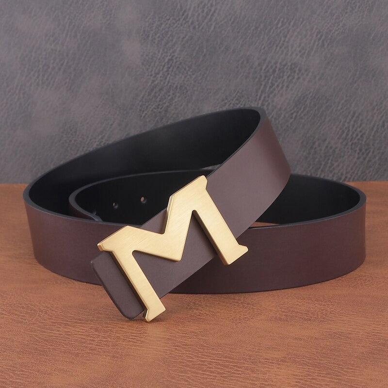 Buy Jack Marc M Letter Leather Belt For Men - JACKMARC.COM