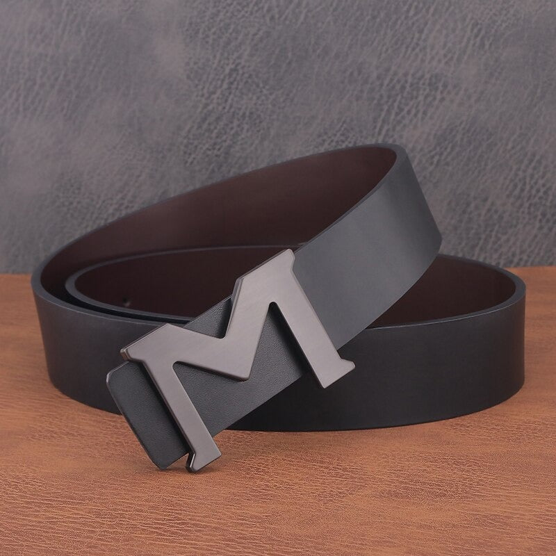 Buy Jack Marc M Letter Leather Belt For Men - JACKMARC.COM