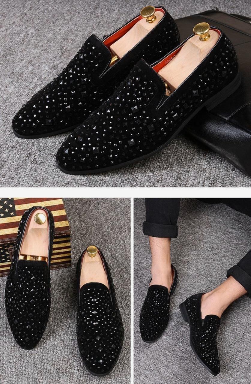 Buy Now Fashion Studded Mirror Work Moccasin Shoes For Party and Wedding Occasion - JackMarc - JACKMARC.COM