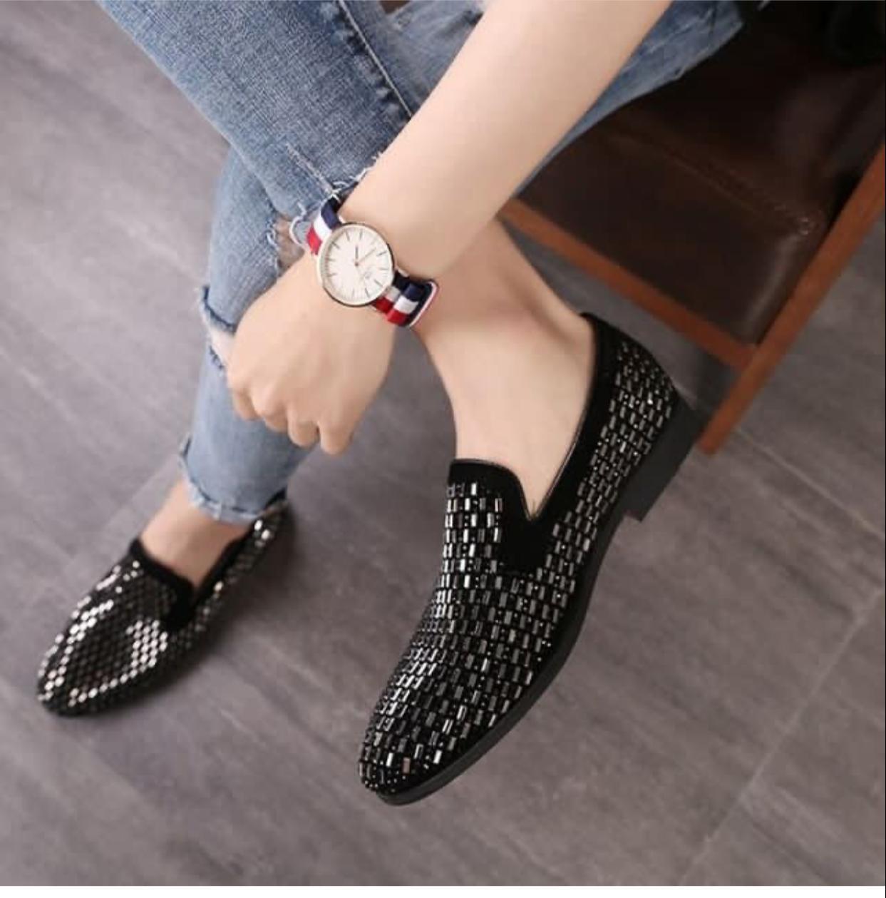 Buy Now Fashion Studded Moccasin Shoes For Party and Wedding Occasion - JackMarc - JACKMARC.COM