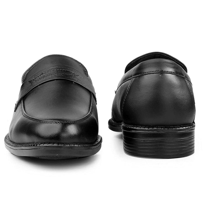 Fashion Black Loafer Leather Slip on Shoes For Office And Party Wear - JackMarc - JACKMARC.COM