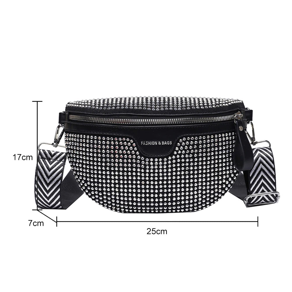 Fashion Fanny Belt Pack PU Rhinestones Shoulder Bag Diamonds Messenger Bags-JM - JACKMARC.COM
