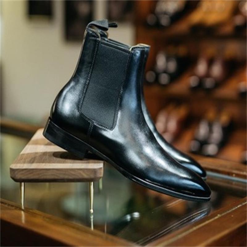 Jack Marc New Pu Leather Slip on Chelsea Boots - JACKMARC.COM