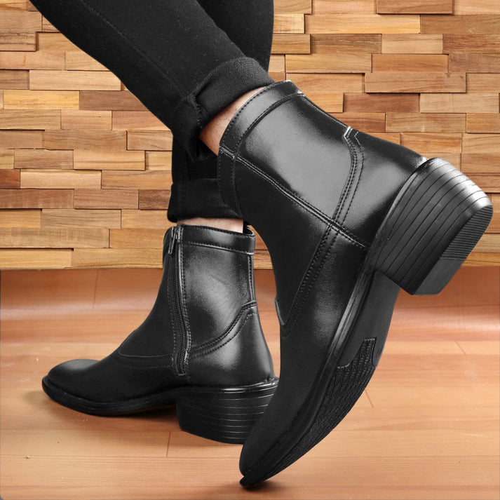 Buy New Height Increasing High Ankle Semi Formal Zipper Boots For Men-Jackmarc