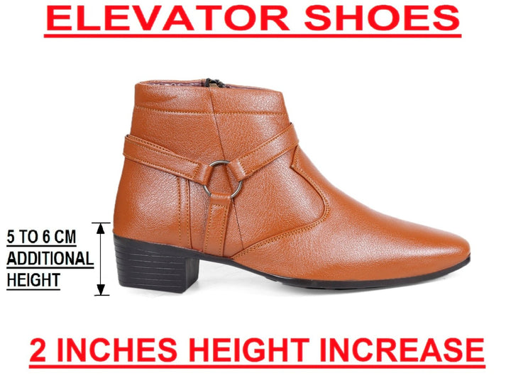 Men's New Height Increasing with Strapped Zipper and Buckle Boots-JM