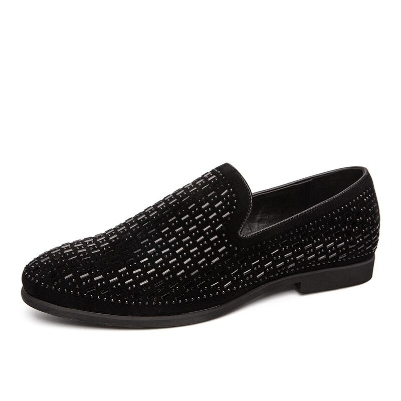 New Black Rhinestone Men Dress Shoes - JACKMARC.COM