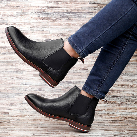 New Chelsea Black Boot For Men Party And Casual Wear -JackMarc - JACKMARC.COM
