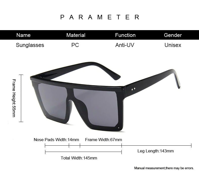 Buy New Fashion Square Oversized Shades Sunglasses Men Black - JackMarc