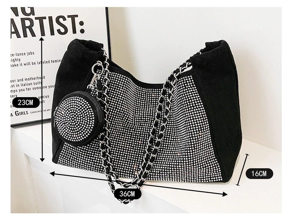 Buy New Luxury Diamonds Glitter Woman Tote Bag Shoulder Crossbody Bag for Women-JM