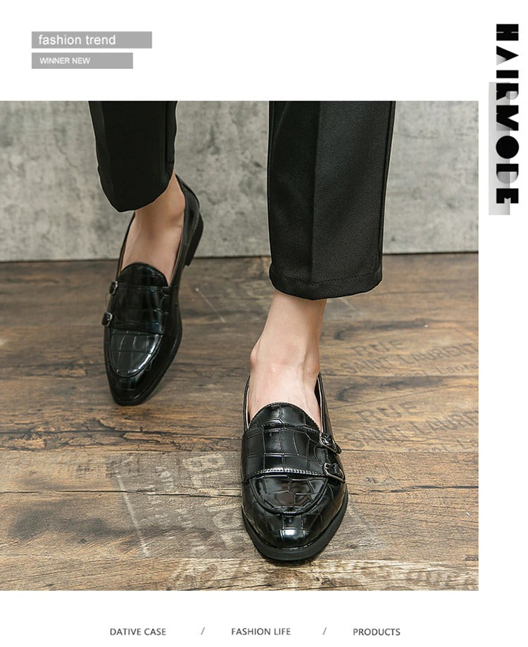 Buy New Men Crocodile Print Slip-On Loafers Casual British Style Business Leather Shoes-JM