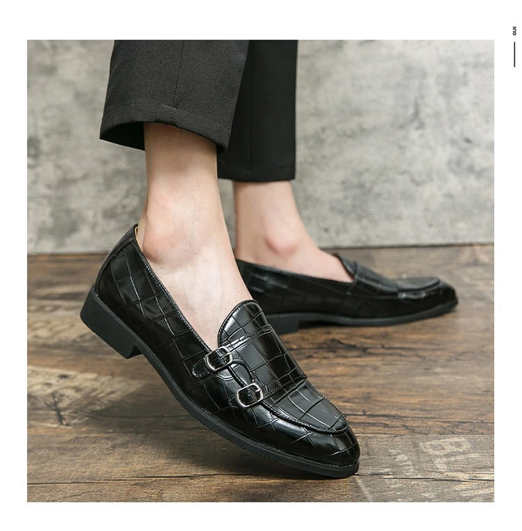Buy New Men Crocodile Print Slip-On Loafers Casual British Style Business Leather Shoes-JM